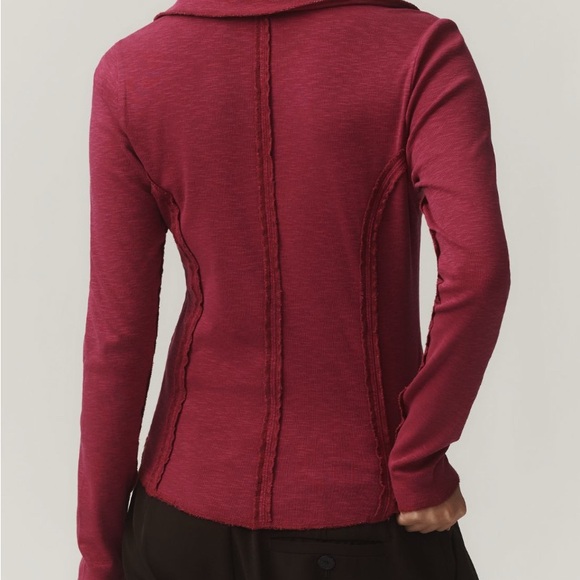 Pilcro Raspberry Stitched Long Sleeve Top - Picture 2 of 4